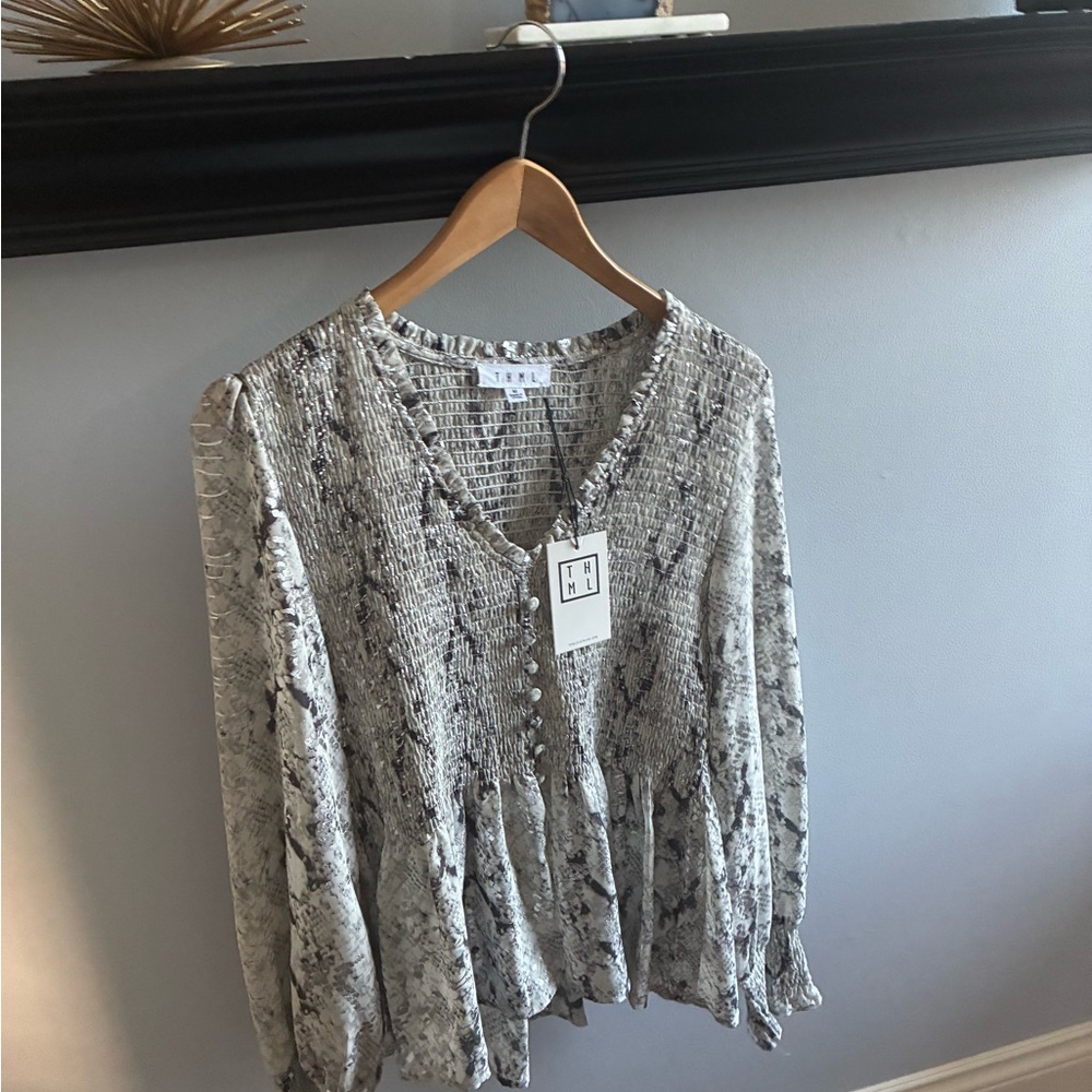 NWT THML Women's Snake Print Blouse